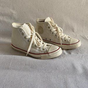 Converse Cream White Knit Sweater High Top Sneaker
